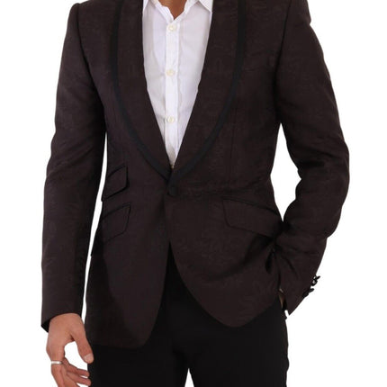 Dolce & Gabbana Purple Jacquard Single Breasted SICILIA Blazer