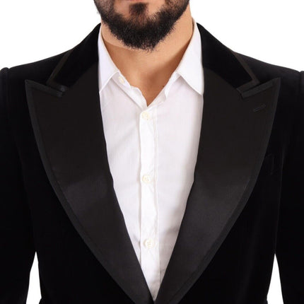 Dolce & Gabbana Black Velvet Single Breasted One Button Blazer