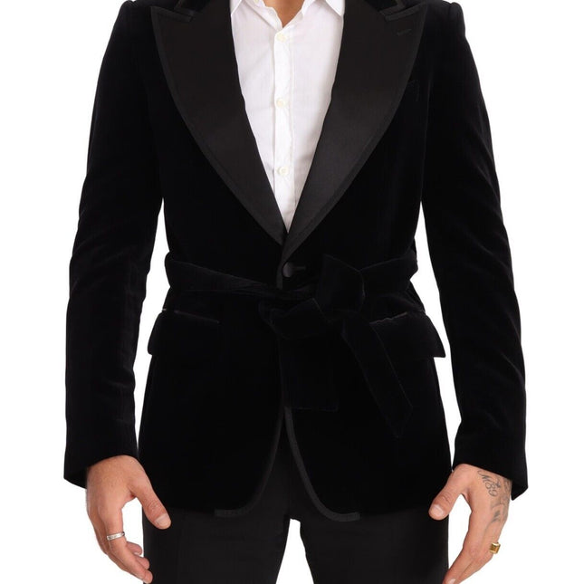 Dolce & Gabbana Black Velvet Single Breasted One Button Blazer