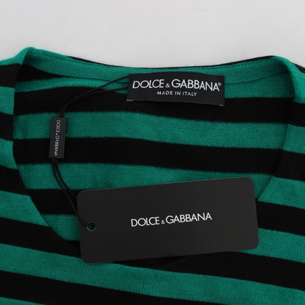 Dolce & Gabbana Green Black Silk Cashmere Sweater