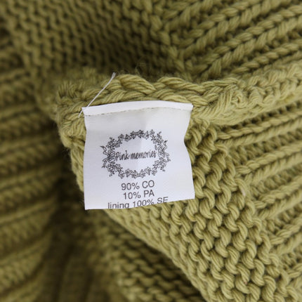 PINK MEMORIES Green Cotton Blend Knitted Sleeveless Sweater