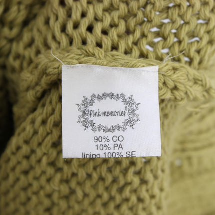 PINK MEMORIES Green Cotton Blend Knitted Sleeveless Sweater