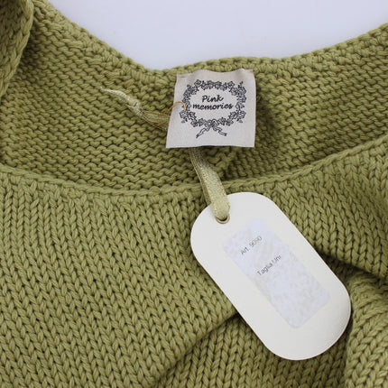 PINK MEMORIES Green Cotton Blend Knitted Sleeveless Sweater