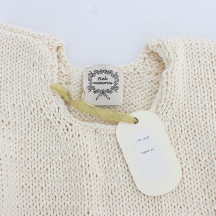 PINK MEMORIES Beige Cotton Blend Knitted Sleeveless Sweater