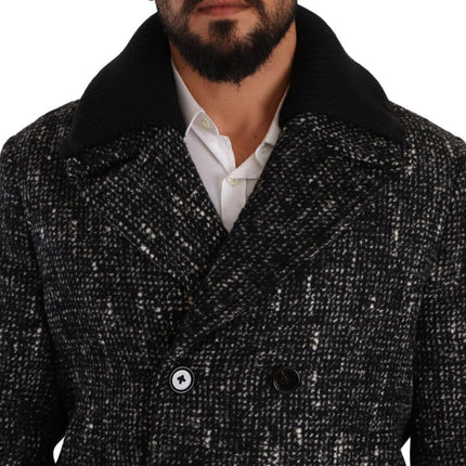 Dolce & Gabbana Black Wool Double Breasted Coat Men Jacket