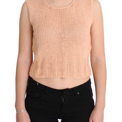 PINK MEMORIES Pink Cotton Blend Knitted Sleeveless Sweater