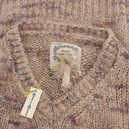 PINK MEMORIES Beige Wool Blend Knitted Oversize Sweater