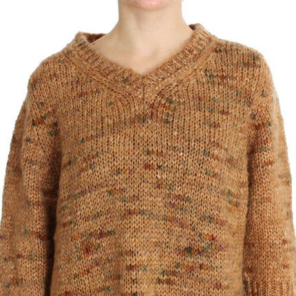PINK MEMORIES Brown Wool Blend Knitted Oversize Sweater