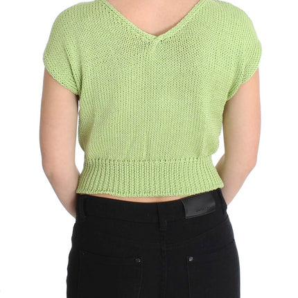 PINK MEMORIES Green Cotton Blend Knitted Sweater