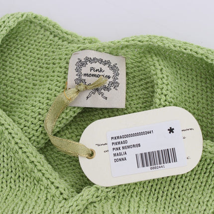 PINK MEMORIES Green Cotton Blend Knitted Sweater