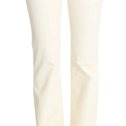 Costume National White Cotton Stretch Flare Jeans