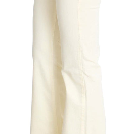 Costume National White Cotton Stretch Flare Jeans