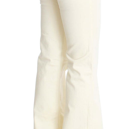Costume National White Cotton Stretch Flare Jeans