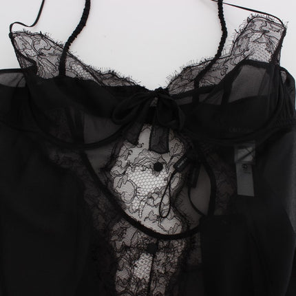 Dolce & Gabbana Black Silk Lace Babydoll Lingerie Top