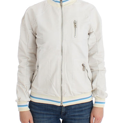 John Galliano White Mock Zip Cardigan Sweatshirt Sweater