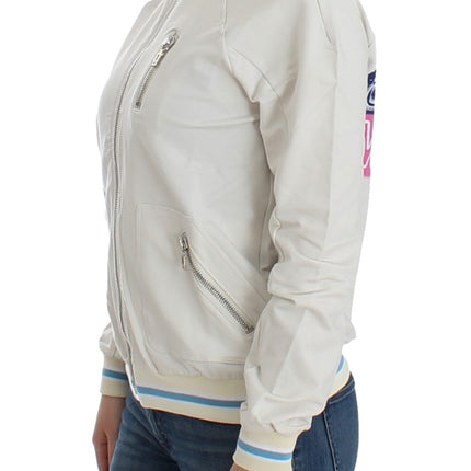 John Galliano White Mock Zip Cardigan Sweatshirt Sweater