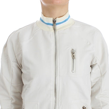 John Galliano White Mock Zip Cardigan Sweatshirt Sweater