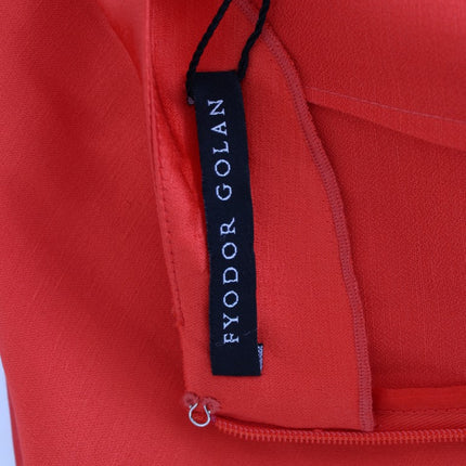 Fyodor Golan Red Mini Linen 3/4 Sleeve Sheath Dress