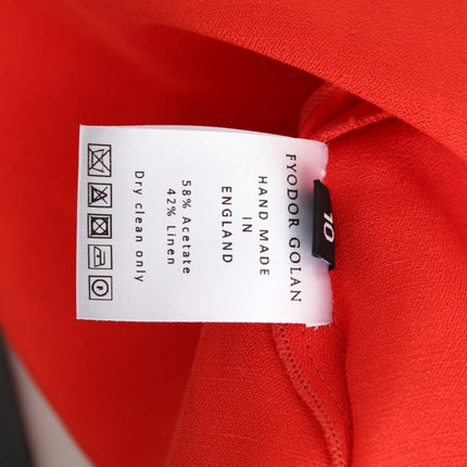 Fyodor Golan Red Mini Linen 3/4 Sleeve Sheath Dress