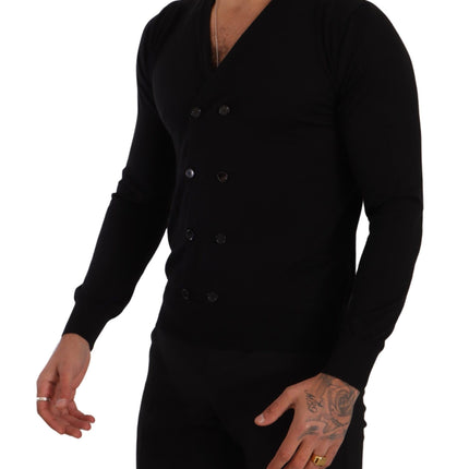 Dolce & Gabbana Black Cashmere Button Down Cardigan Sweater