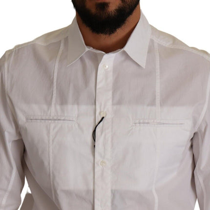 Dolce & Gabbana White Cotton Button Down Men Collared Shirt