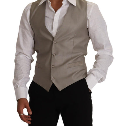 Dolce & Gabbana Beige Wool Single Breasted Waistcoat Vest