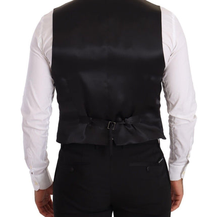 Dolce & Gabbana Gray Silk Slim Fit Waistcoat Formal Vest