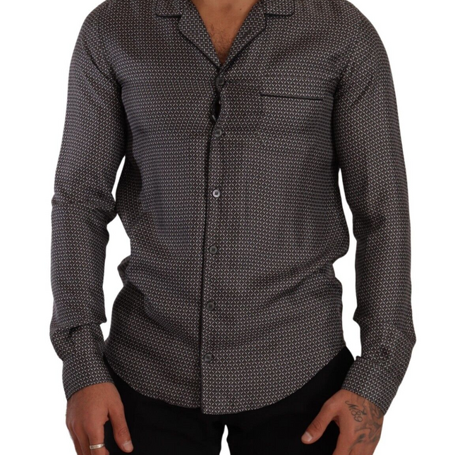 Dolce & Gabbana Gray Fantasy Pattern Pajama Top Mens Shirt