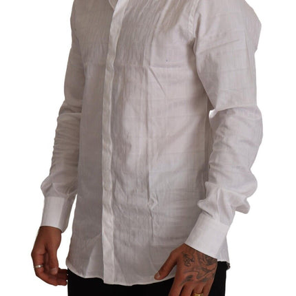 Dolce & Gabbana White GOLD Cotton Slim Fit Dress Formal Shirt