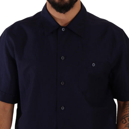 Dolce & Gabbana Navy Blue Button Down Short Sleeves Shirt