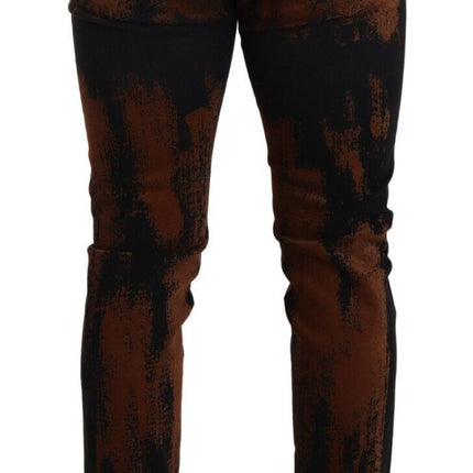 Dolce & Gabbana Black Brown Tie Dye Cotton Skinny Denim Jeans
