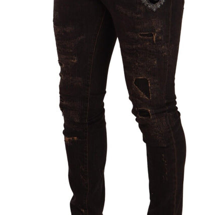 Dolce & Gabbana Brown Distressed Slim Fit Skinny Denim Jeans