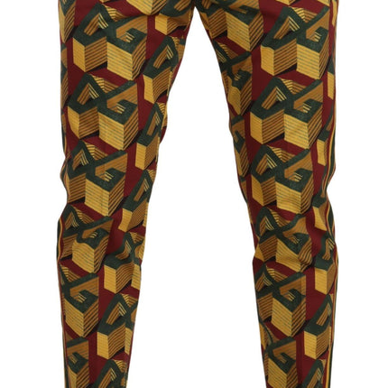 Dolce & Gabbana Multicolor Logo Mania Cotton Tapered Trouser Pants