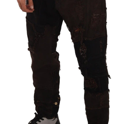 Dolce & Gabbana Brown Cotton Distressed Regular Denim Jeans