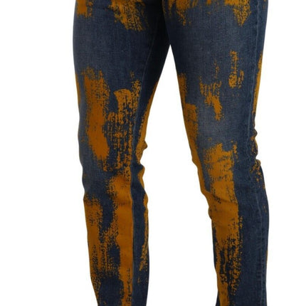 Dolce & Gabbana Blue Yellow Dye Cotton Skinny Men Denim Jeans