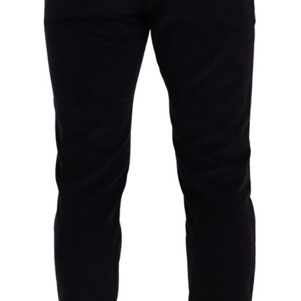 Dolce & Gabbana Blue Cotton Skinny Corduroy Trouser Pants