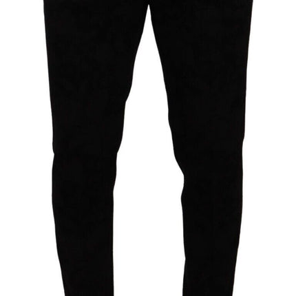 Dolce & Gabbana Black Brocade Skinny Formal Trouser Dress Pants
