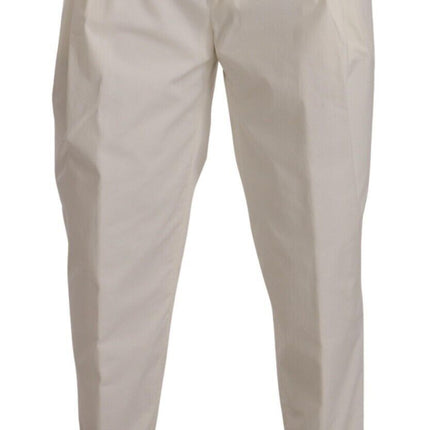 Dolce & Gabbana White Cotton Tapered Men Trouser Dress Pants