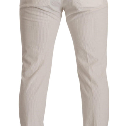 Dolce & Gabbana White Cotton Skinny Corduroy Trouser Pants