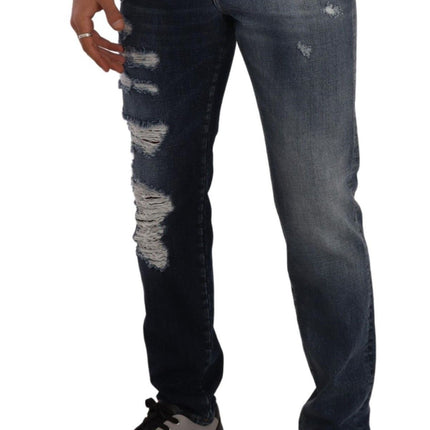 Dolce & Gabbana Blue Cotton Regular Denim Trousers Jeans