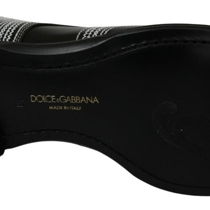 Dolce & Gabbana Black Leather Derby Formal White Lace Shoes