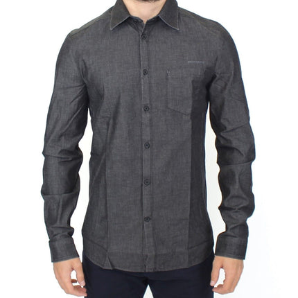 Ermanno Scervino Denim Jeans Cotton Casual Gray Stretch Shirt