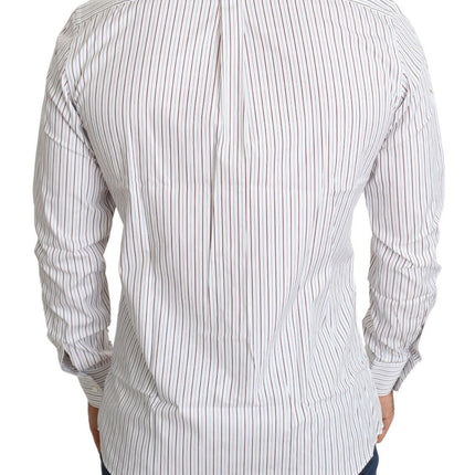 Dolce & Gabbana White Striped Formal MARTINI Shirt