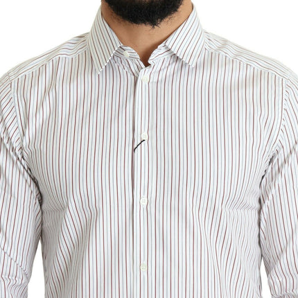 Dolce & Gabbana White Striped Formal MARTINI Shirt