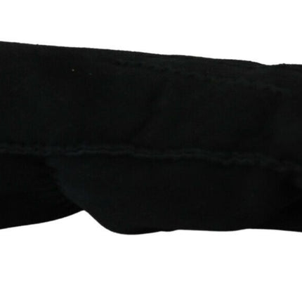 Dolce & Gabbana Black Leather Motorcycle Biker Mitten Gloves