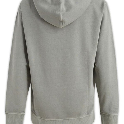 Hugo Boss Grey Cotton Logo Details Hooded Sweatshirt
