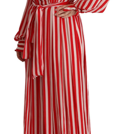 Dolce & Gabbana White Red Silk A-Line Shift Gown Dress