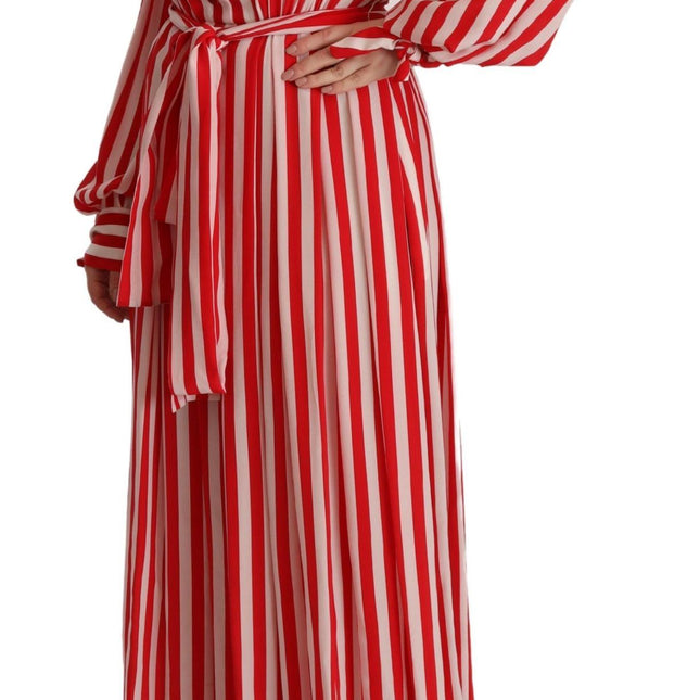 Dolce & Gabbana White Red Silk A-Line Shift Gown Dress