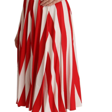 Dolce & Gabbana White Red Stretch Shift A-line Gown Dress