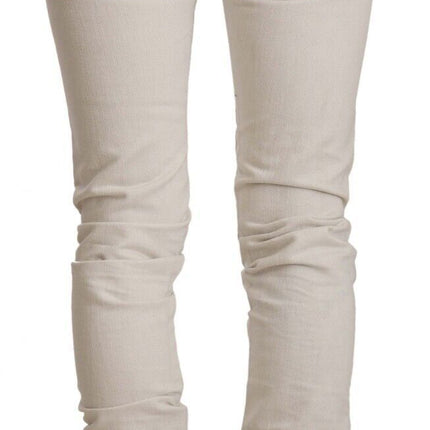 Karl Lagerfeld White Mid Waist Cotton Denim Slim Fit Jeans